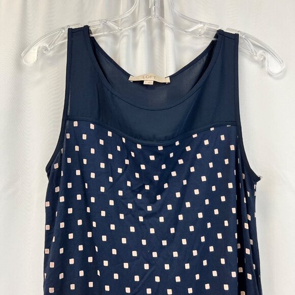 Ann Taylor Loft Sleeveless Geometric Print Top Navy/Pink Size Small - Picture 2 of 8